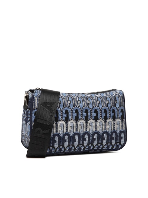 MOON Mini torebka z tkaniny żakardowej denim niebieski + odcienie czerni - Torby damskie