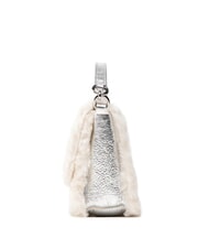 FURLA 1927 SOFT Mała torebka z paskiem na ramię biała bawełna + kolor srebrny + czarny - Torby damskie - 3