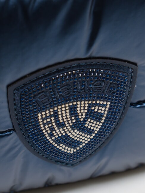 PADDED NYLON Plecak z logo z kryształkami GRANATOWY - Torby damskie