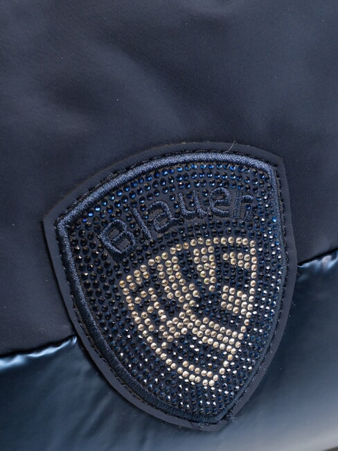 PADDED NYLON Miękka kopert&oacute;wka z logo wysadzanym kryształkami GRANATOWY - Torby damskie