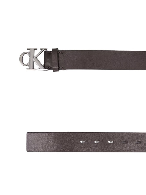 CK HARDWARE Pasek sk&oacute;rzany ck ciemnobrązowy/antyczne srebro - Paski