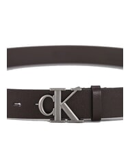 CALVIN KLEIN CK HARDWARE Pasek sk&oacute;rzany ck ciemnobrązowy/antyczne srebro - Paski - 3
