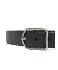 CALVIN KLEIN CLASSIC ROUND Pasek ze sk&oacute;ry młotkowanej na czarno - Paski - 2