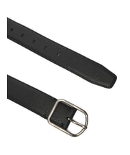 CALVIN KLEIN CLASSIC ROUND Pasek ze sk&oacute;ry młotkowanej na czarno - Paski - 3