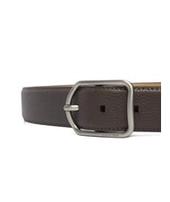 CALVIN KLEIN CLASSIC ROUND Pasek ze sk&oacute;ry młotkowanej ck ciemnobrązowy - Paski - 2