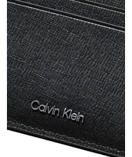 CALVIN KLEIN LOGO HARDWARE SAFFIANO Sk&oacute;rzany uchwyt na karty kredytowe na czarno - Portfele męskie - 3
