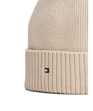 TOMMY HILFIGER TH FLAG Czapka bawełniana z mankietem klasyczny beż - Włosy - 3