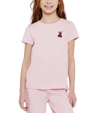 GUESS KIDS Koszulka z kr&oacute;tkim rękawem i misiem wata cukrowa r&oacute;żowa - Koszulka dziecięca - 4