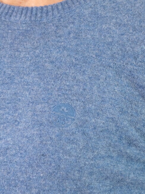 N|S Sweter z okrągłym dekoltem w kolorze melanżu ciemny denim - Koszulki męskie