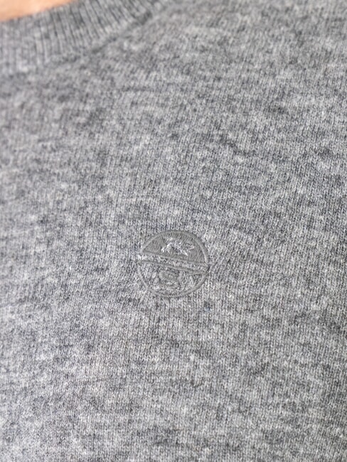 N|S Sweter z okrągłym dekoltem i haftowanym logo średni szary melanż - Koszulki męskie
