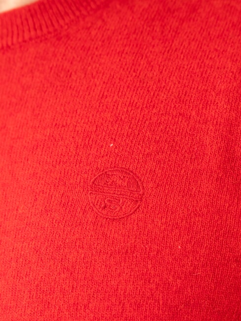 N|S Sweter z okrągłym dekoltem i haftowanym logo Czerwony pompejański - Koszulki męskie
