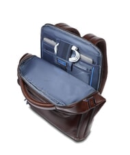 PIQUADRO BLUE SQUARE Plecak sk&oacute;rzany z funkcją szybkiego sprawdzania na laptopa 15,6" MAHOŃ - Plecaki na laptopa do pracy - 6