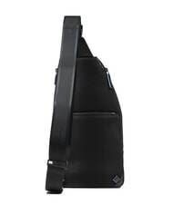 PIQUADRO BLUE SQUARE Sk&oacute;rzana torba-plecak na ramię z uchwytem na mini tablet Czarny - Torby na ramię męskie - 3
