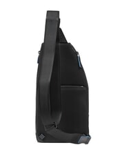 PIQUADRO BLUE SQUARE Sk&oacute;rzana torba-plecak na ramię z uchwytem na mini tablet Czarny - Torby na ramię męskie - 4