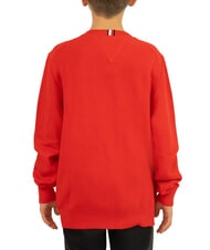 TOMMY HILFIGER TH KIDS Sweter dziecięcy z bawełny z okrągłym dekoltem głęboki szkarłat - Swetry dziecięce - 2