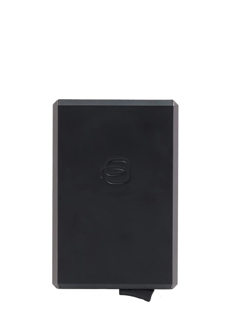 BLACK SQUARE Sk&oacute;rzany i aluminiowy uchwyt na karty Ż&oacute;łty - Portfele męskie