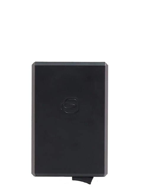 BLACK SQUARE Sk&oacute;rzany i aluminiowy uchwyt na karty Czarny - Portfele męskie