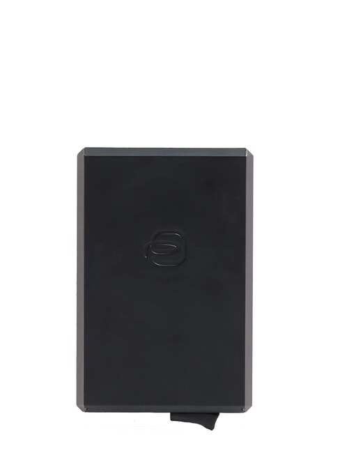 BLACK SQUARE Sk&oacute;rzany i aluminiowy uchwyt na karty SK&Oacute;RA - Portfele męskie