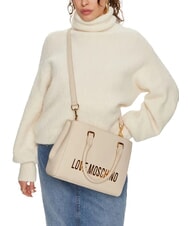 LOVE MOSCHINO BOLD LOVE Torebka z paskiem na ramię kość słoniowa - Torby damskie - 5