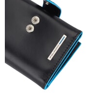 PIQUADRO BLUE SQUARE Portfel składany na trzy części, sk&oacute;ra i monety Czarny - Portfele męskie - 3