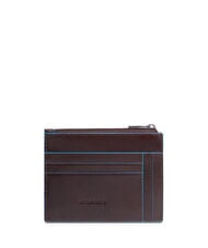 PIQUADRO BLUE SQUARE Sk&oacute;rzany portfel na karty/monety MAHOŃ - Portfele męskie - 2