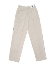 CALVIN KLEIN CK JEANS Spodnie cargo z elastycznej bawełny skorupka jajka - Spodnie damskie - 4