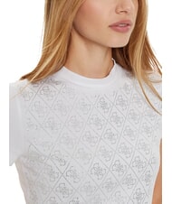 GUESS MOCK NECK ALL OVER 4G Koszulka o dopasowanym kroju z kryształkami czysto biały - Koszulki i topy damskie - 3