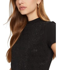 GUESS MOCK NECK ALL OVER 4G Koszulka o dopasowanym kroju z kryształkami odrzutowiec - Koszulki i topy damskie - 3