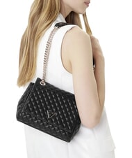 GUESS EVERLEE Pikowana torba na ramię, torba crossbody CZARNY - Torby damskie - 5