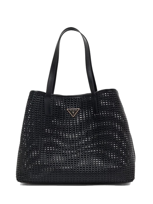 BRIGITTA Torba typu shopper z tkaniny z kopert&oacute;wką CZARNY - Torby damskie