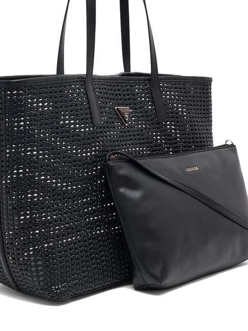 BRIGITTA Torba typu shopper z tkaniny z kopert&oacute;wką CZARNY - Torby damskie