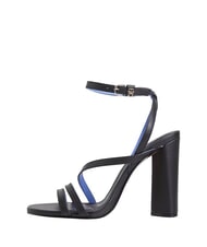 TOMMY HILFIGER TH LEATHER BLOCK Wysokie sk&oacute;rzane sandały z paskiem na kostce czarny - Buty damskie - 2