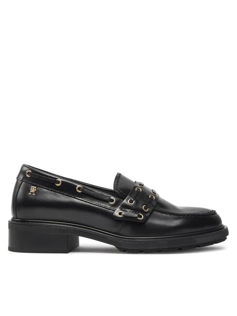 CHUNKY NAUTICAL EYELETS  Mokasyny sk&oacute;rzane czarny - Buty damskie