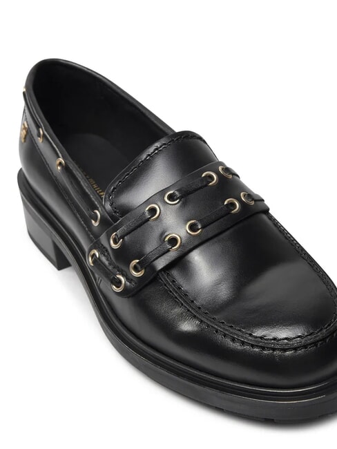 CHUNKY NAUTICAL EYELETS  Mokasyny sk&oacute;rzane czarny - Buty damskie