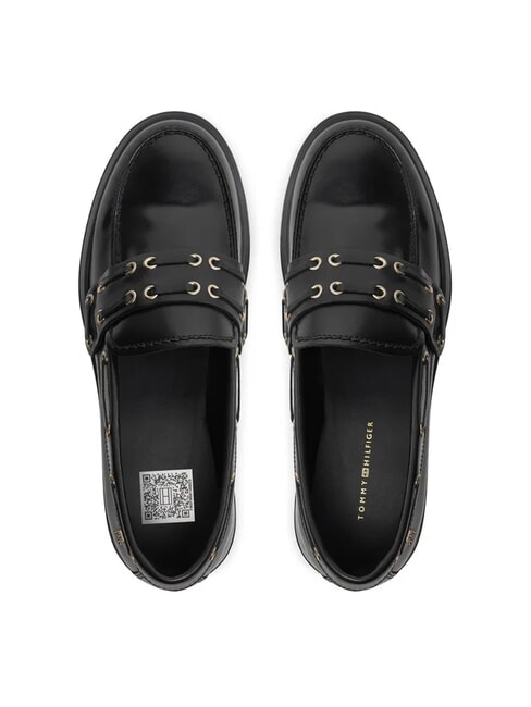 CHUNKY NAUTICAL EYELETS  Mokasyny sk&oacute;rzane czarny - Buty damskie