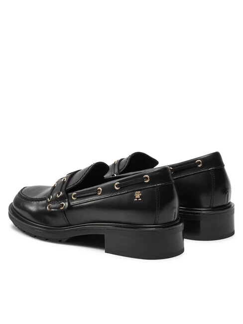 CHUNKY NAUTICAL EYELETS  Mokasyny sk&oacute;rzane czarny - Buty damskie