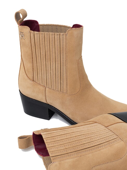 TH SUEDE COWBOY Zamszowe botki teksańskie khaki - Buty damskie