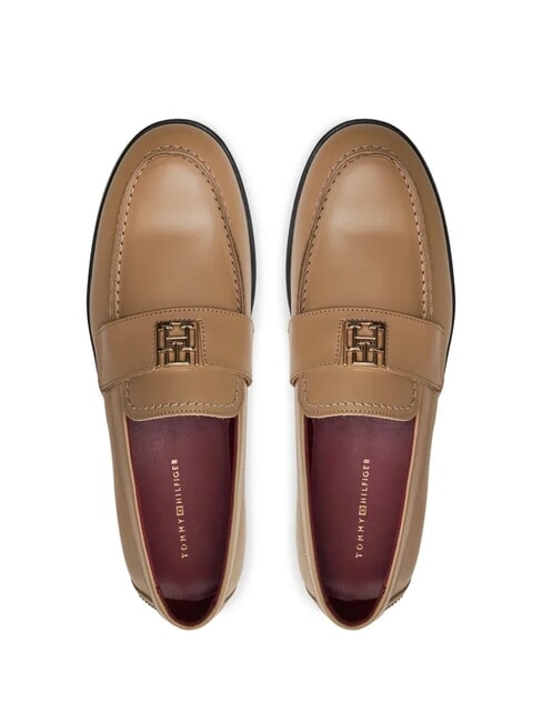 THE LEATHER CLASSIC Mokasyny damskie sk&oacute;rzane khaki - Buty damskie