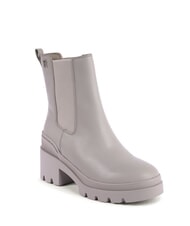 TOMMY HILFIGER TH Sk&oacute;rzane botki na średnim obcasie szary - Buty damskie - 5