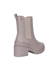 TOMMY HILFIGER TH Sk&oacute;rzane botki na średnim obcasie szary - Buty damskie - 7