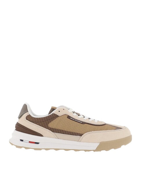RETRO RUNNER Trampki ze sk&oacute;ry i materiału beżowy - Buty męskie