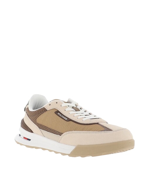 RETRO RUNNER Trampki ze sk&oacute;ry i materiału beżowy - Buty męskie