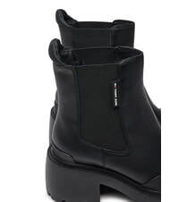TOMMY HILFIGER TH JEANS Sk&oacute;rzane botki na średnim obcasie czarny - Buty damskie - 3