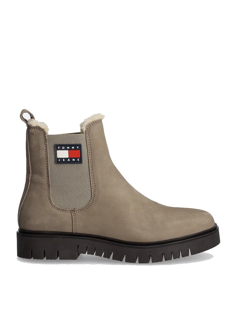 TH JEANS Botki ze sk&oacute;ry nubukowej khaki - Buty damskie