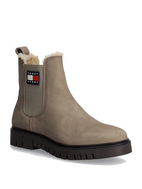 TH JEANS Botki ze sk&oacute;ry nubukowej khaki - Buty damskie