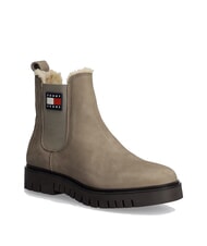 TOMMY HILFIGER TH JEANS Botki ze sk&oacute;ry nubukowej khaki - Buty damskie - 3