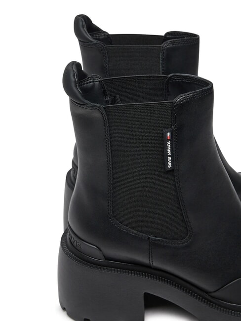 TH JEANS Sk&oacute;rzane botki na średnim obcasie czarny - Buty damskie