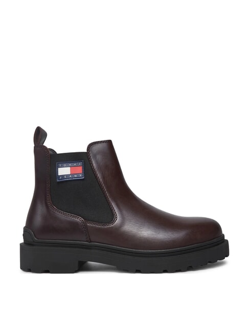TOMMY JEANS CHELSEA LEATHER  Sk&oacute;rzane botki brązowy - Buty męskie