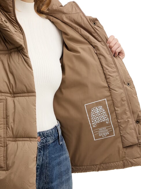 NEW DAISY Kurtka puchowa z kapturem sprany taupe multi - Kurtki puchowe damskie
