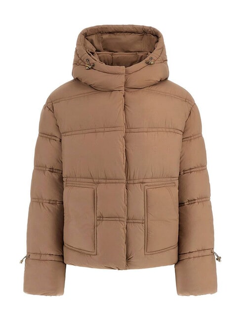 NEW DAISY Kurtka puchowa z kapturem sprany taupe multi - Kurtki puchowe damskie